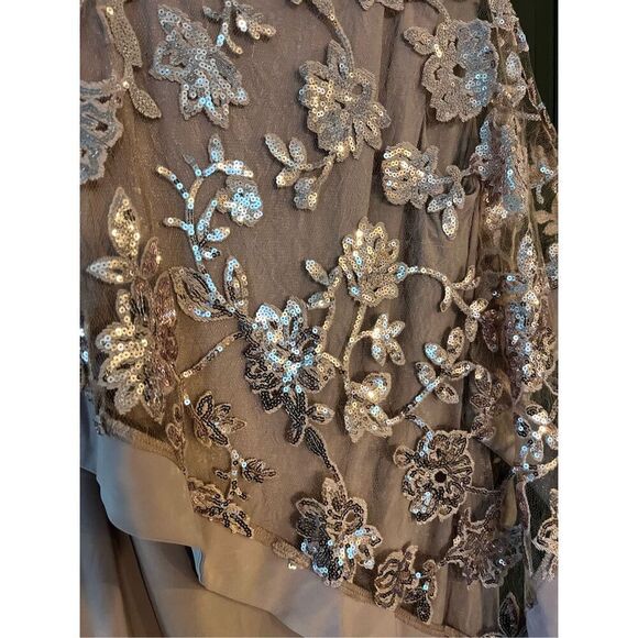 R & M Richards Women's Sequined Floral-Lace Poncho Dress - Picture 4 of 6